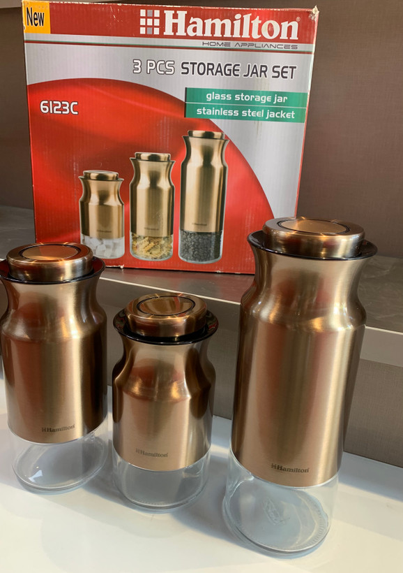 ست 3 پارچه پاسماوری قند شکر چای استیل و شیشه مدل 6123c