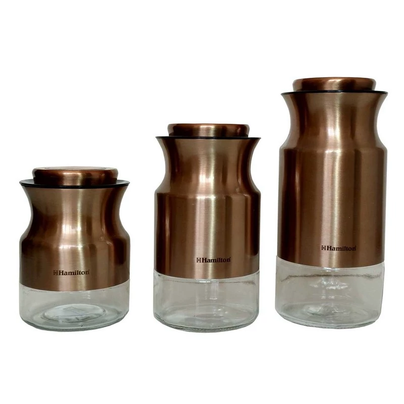 ست 3 پارچه پاسماوری قند شکر چای استیل  و شیشه مدل 6123c